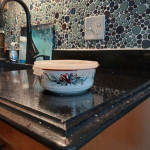 NWOT Decorative Holiday Kitchen Bowl with Lid